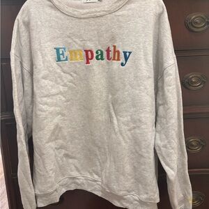 Gray Sweatshirt & Sweat Shorts with Colorful 'Empathy' Embroidery